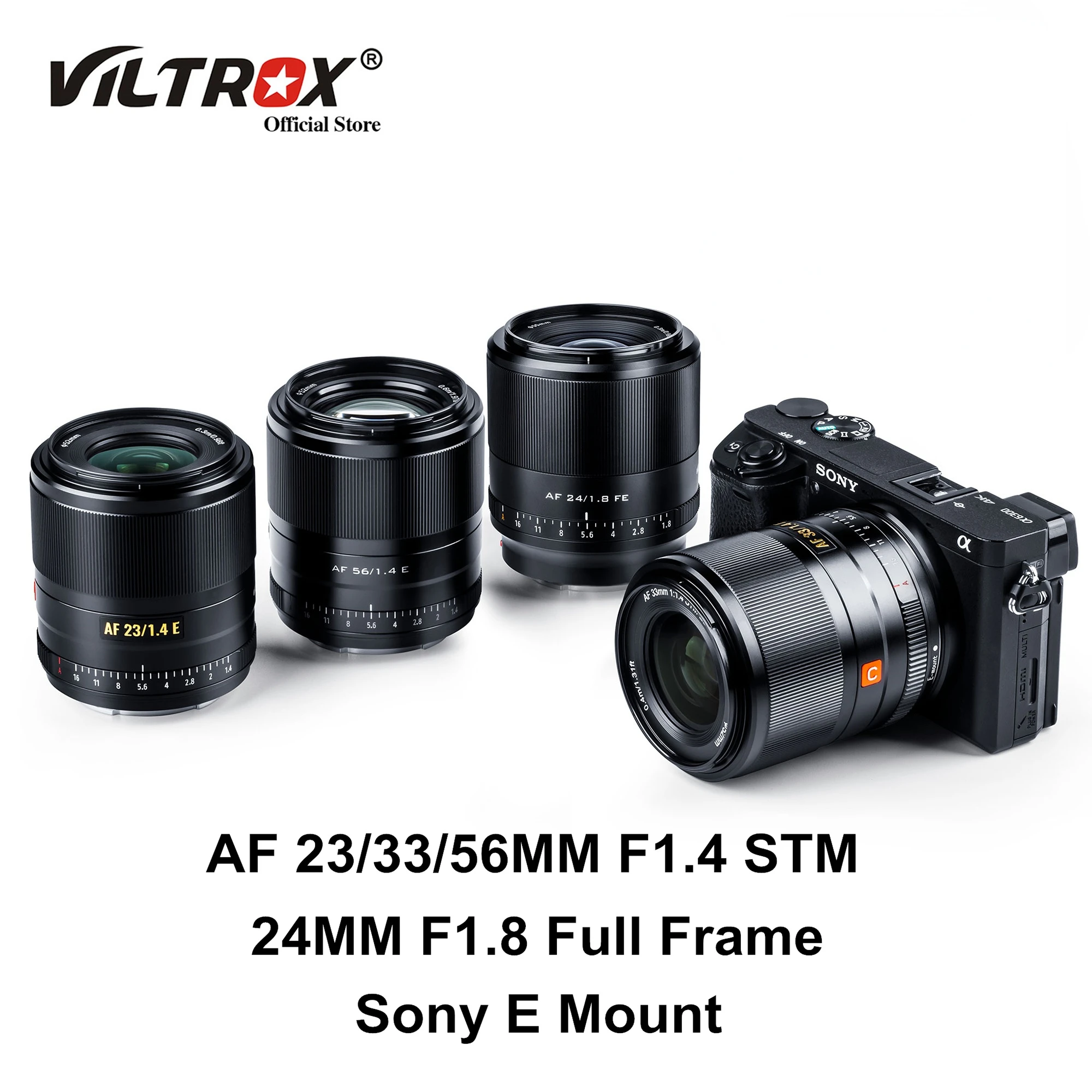 

Viltrox 23 мм 33 мм 56 мм F1.4 объектив с автофокусом и большой диафрагмой 24 мм F1.8 полноразмерные Объективы Prime для Sony E Mount объектив камеры