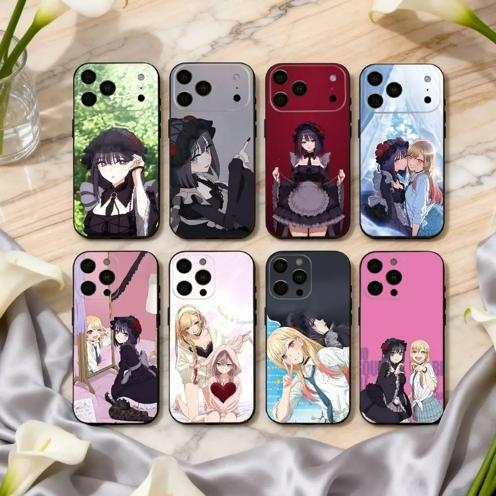 Фото Чехол для телефона S-Shizuku K-Kuroe M-Marin Kitagawa для iPhone 17 Pro, 16, 15, 14, 13, 12, 11, X, XR Plus и других моделей, мягкий черный чехол №1