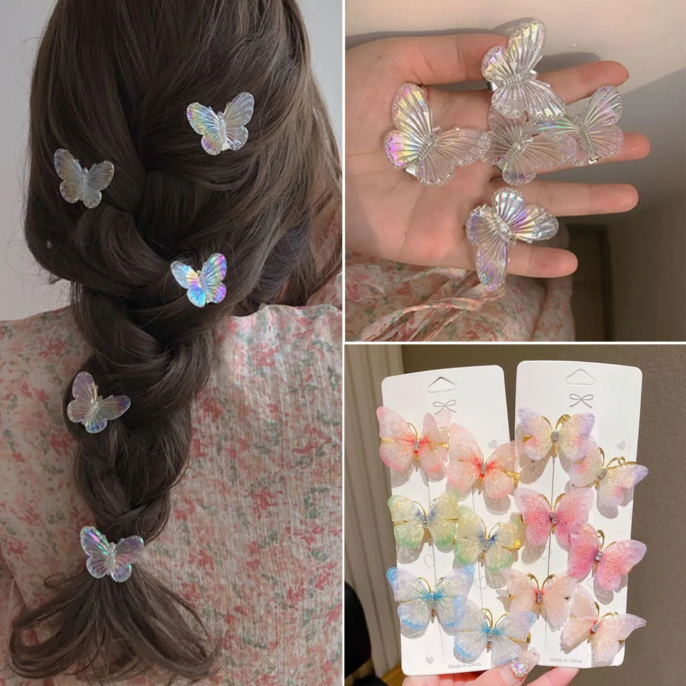 Заколки для волос с изображением русалки и бабочки 5 шт |