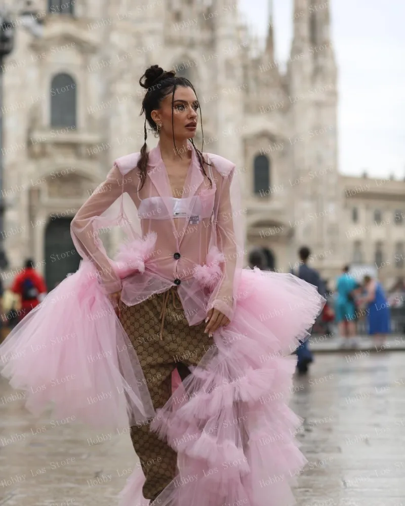 Женский прозрачный топ с V-образным вырезом длинным рукавом и шлейфом