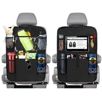 2PC/1PC Car Back Seat Organizer Kids Car Backseat Cover Protector with Touch Screen Tablet Holder Kick Mats with Pocket for Toys