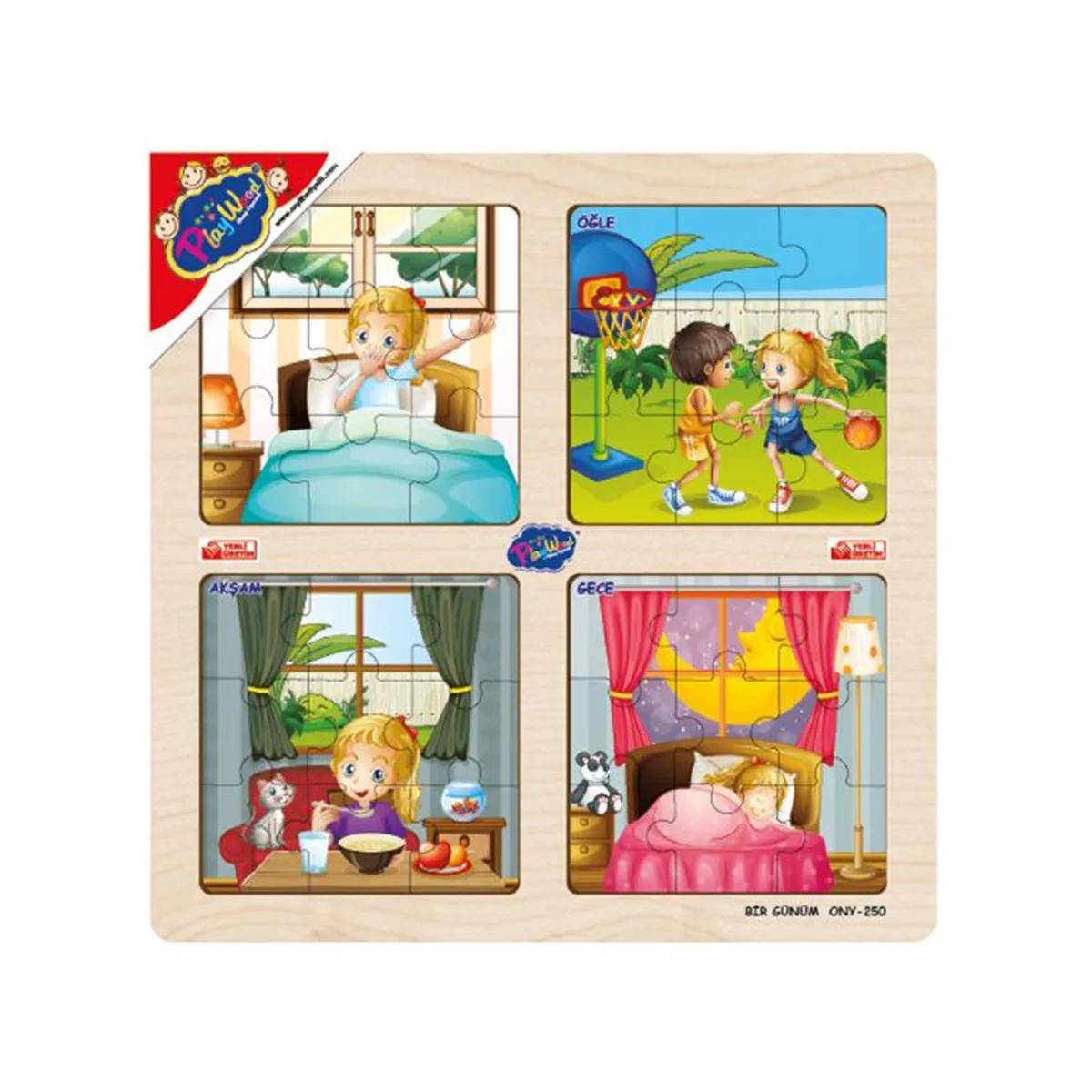 

Wooden Educational 4'lü Puzzle