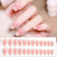 24pcs long press on nail rhinestones full coverage finished nail piece artificial for women girls reusable false nails