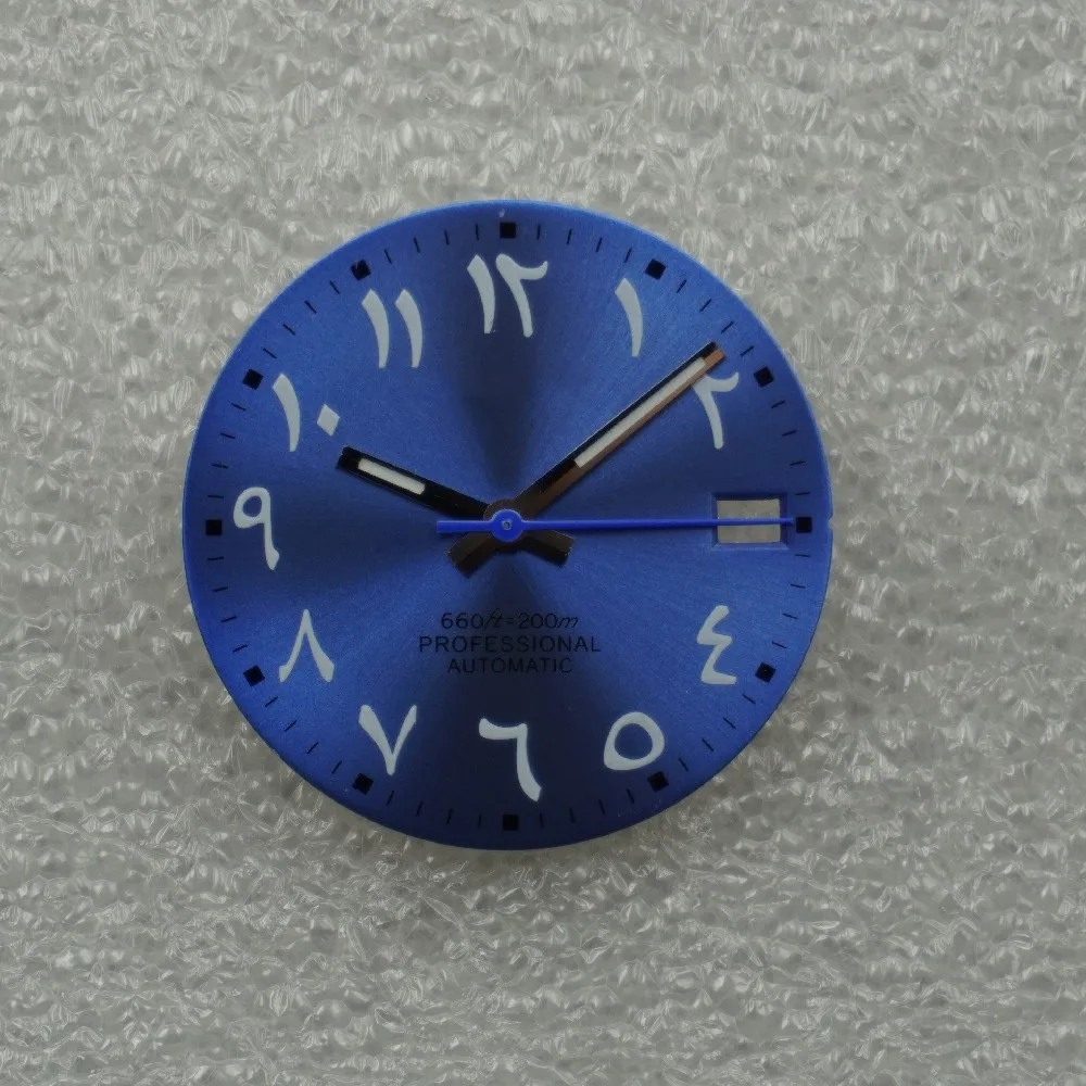 Arabic numerals dial blue watch modification accessories hand C3 luminous for SKX007 NH35/36 automatic movement  NH35 case Date