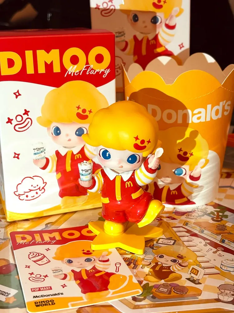 Фото Коллекционная фигурка Pop Mart X McDonalds Dimoo McFlurry McCafe в тематике Cherry Blossom, декор для рабочего стола, для коллекционеров аниме №4