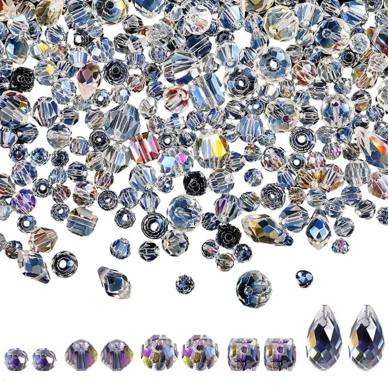 

41XB 4/6/8mm Glass Beads for Threading Rondelle Beads Crystal Beads with Storage Box