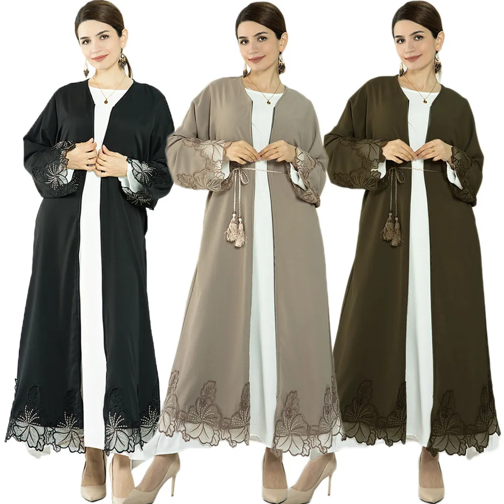 

Spring Morocco Open Abaya Muslim Dress Women Turkish Dubai Arab Abayas Turkey Eid Vestidos Kaftan Gown Robe Musulman Long Dress