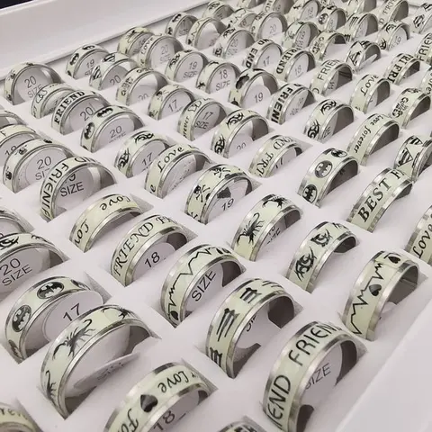 10 шт. Светящиеся кольца из нержавеющей стали, смешанный стиль