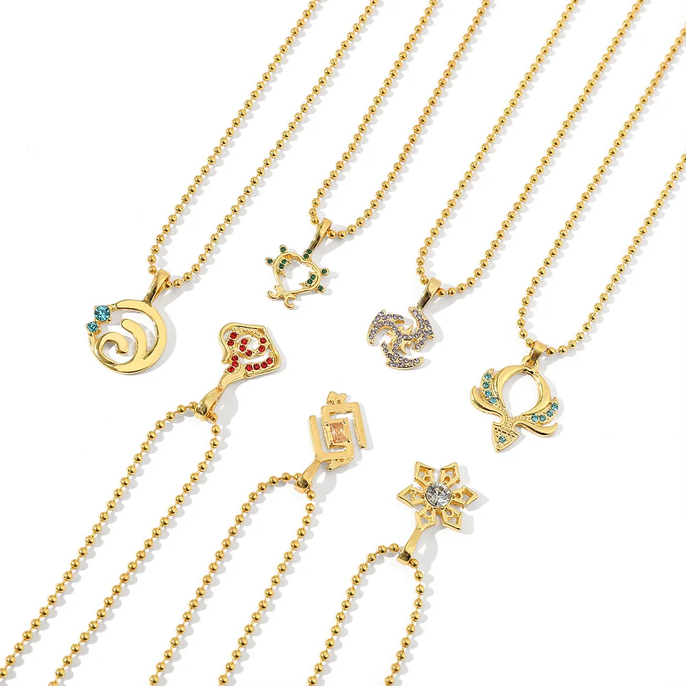 

Anime God Genshin Impact Eye Pendant Necklace Disc Round Eye of God Necklace Chain Glass Dome For Women Jewelry Gift Accessories