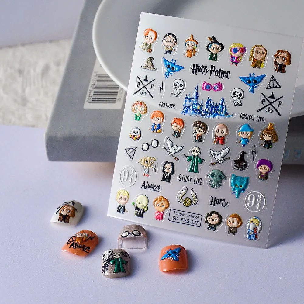 

Harry Potter Nail Stickers Art Stickers Cartoon Retro 5D Elf Magic Potter Children's Nail Stickers Decoration Wholesale