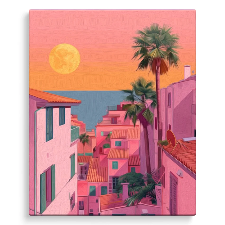 Картина по номерам SDOYUNO акриловый розовый архитектурный ландшафт