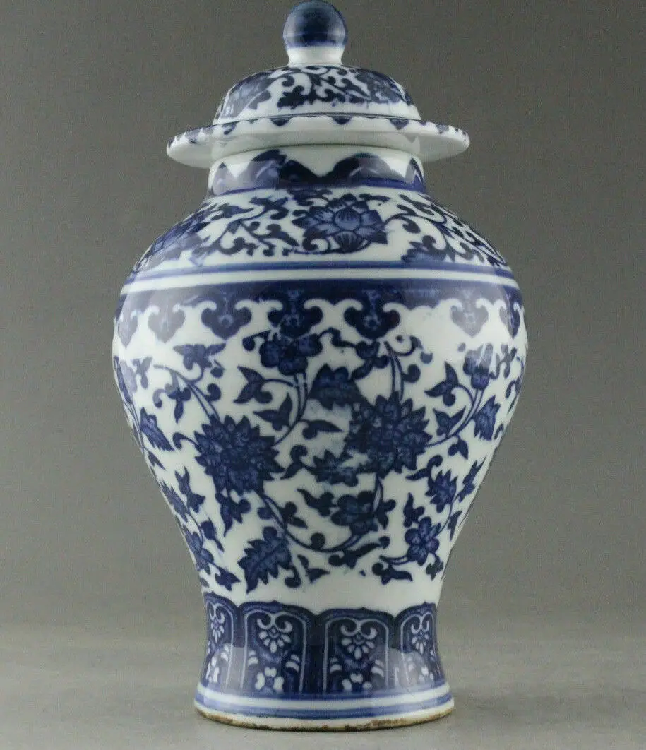 

Прекрасная китайская фарфоровая ваза и банки и крышки с ручной росписью цветов синего и белого цвета