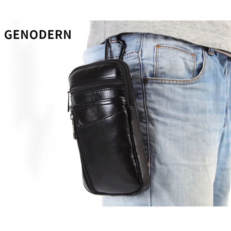 

Сумка на ремень GENODERN мужская из натуральной кожи, Модный повседневный саквояж на плечо из искусственной кожи