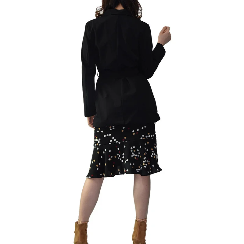 Simple Casual Office Blazer with Long Belt Women Solid Colors Double Breasted 2021 Blazer with Free Belt Bussiness Commute Suit