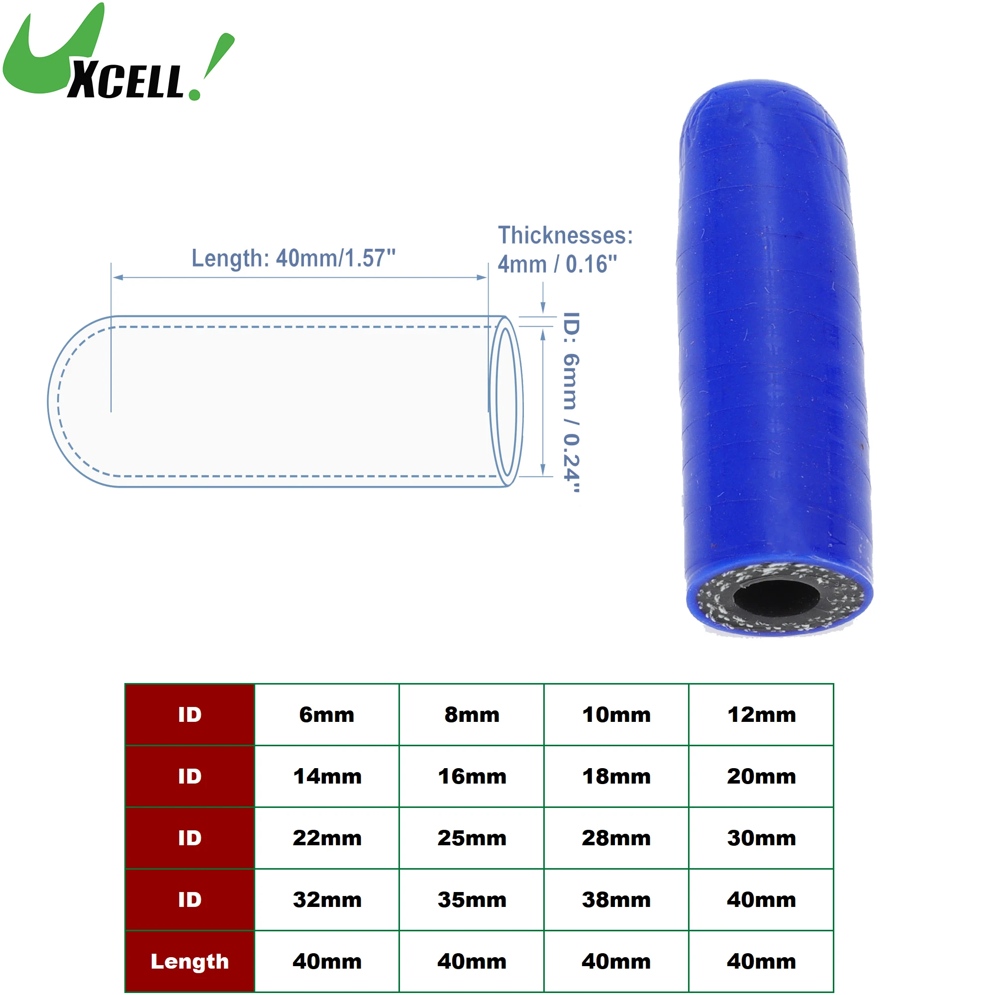 UXCELL 40 мм длина 6/8/10/12/14/16/18/22/25/30/32/35 ID автомобильная силиконовая резиновая заглушка