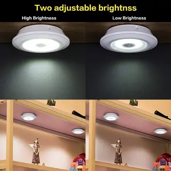 Dimmable 3W COB Under Cabinet Lamp LED Night Light Remote Control Wardrobe Light Switch Push Button for Stairs Kitchen Bathroom 6
