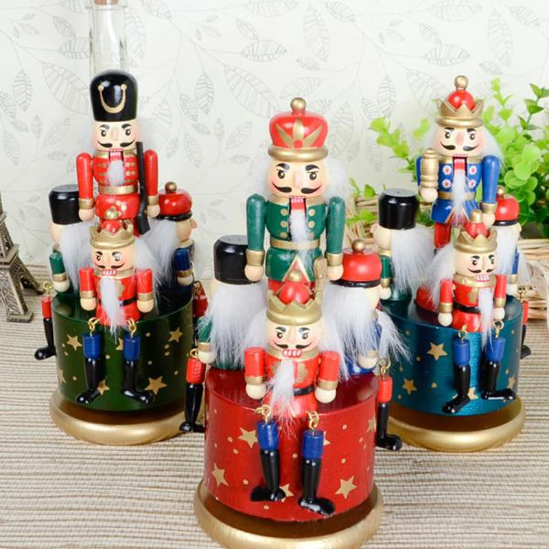 

Free Shpping 20cm Music Rotation Nutcracker Puppets Doll Toy Children Christmas Toy Gift D333