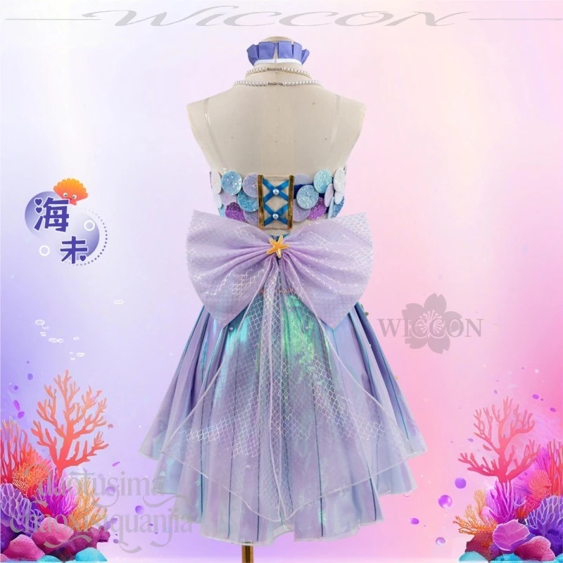 Фото Синее платье-русалка в стиле Sweet Lolita Y2K для косплея персонажа Соноды Уми из LoveLive, наряд для карнавала, комик-кон, Хэллоуина №3