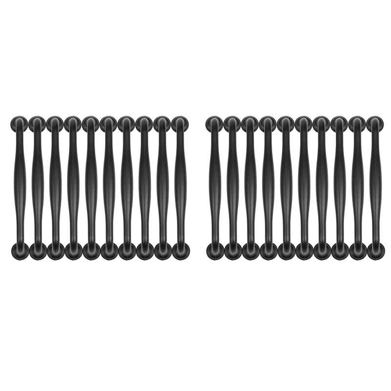 

20Pcs Black Kitchen Cabinet Door Handles Drawer Bedroom Pull Center Distance128mm