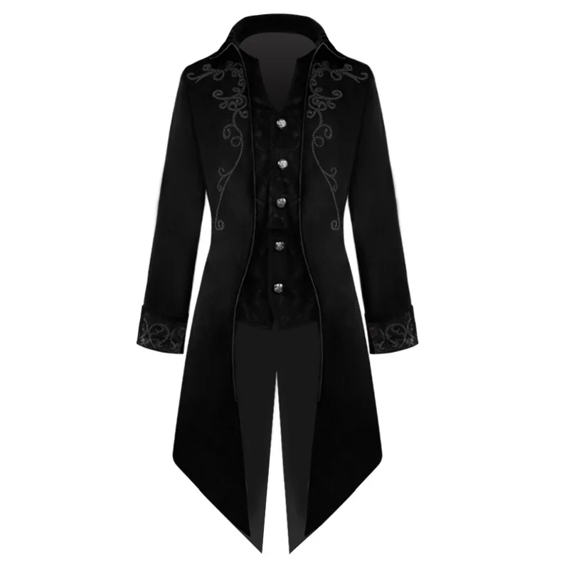 

New Tuxedo Medieval Retro Mid-length Punk Men's Coat