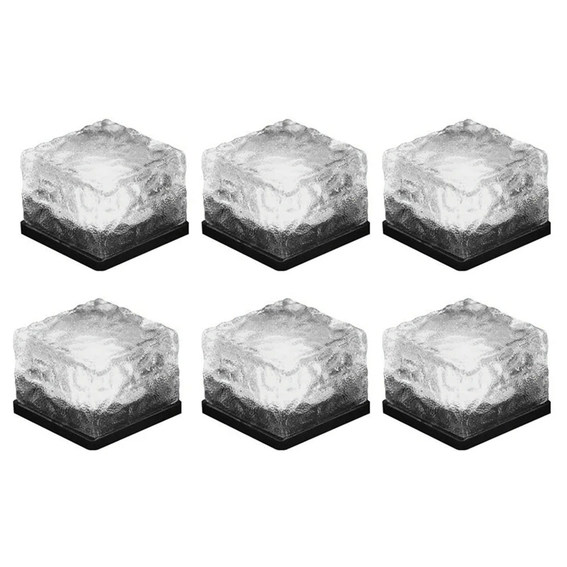 

Solar Brick Lights 6 Pack Solar Ice Square Lights LED Deck Lights For Christmas Garden Patio Yard Lawn Festival