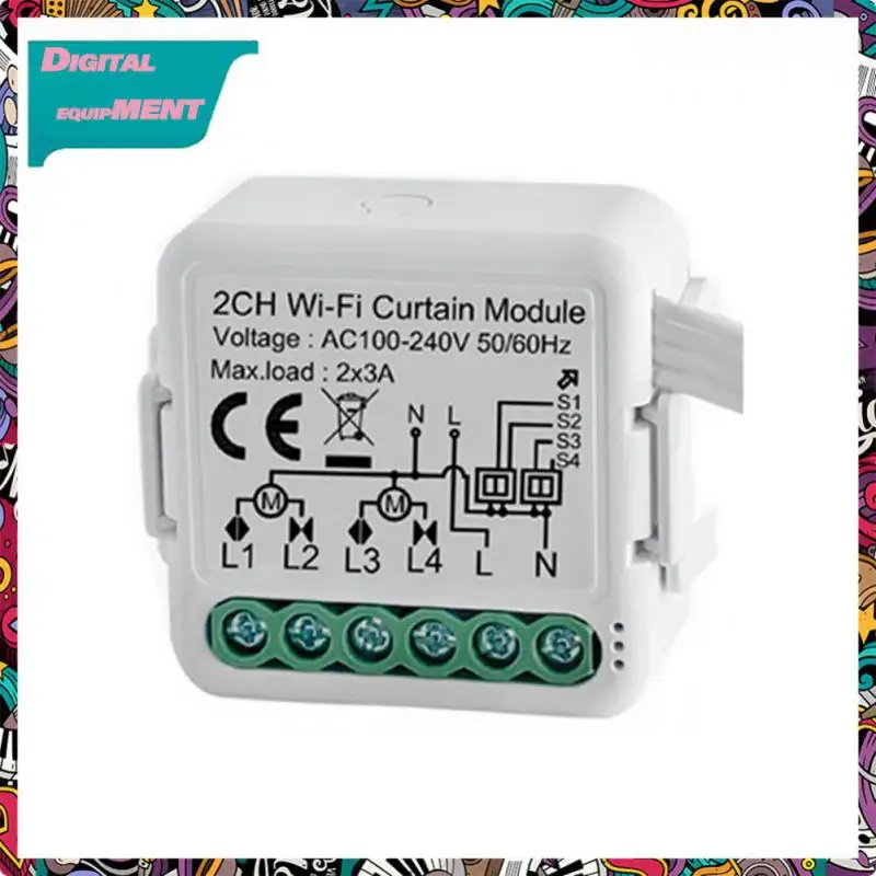 

Voice Control Tuya Smart Curtain Switch Wireless Mini Smart Switch Smart Home On-off Device Wifi Curtain Switch Hands-free 3a