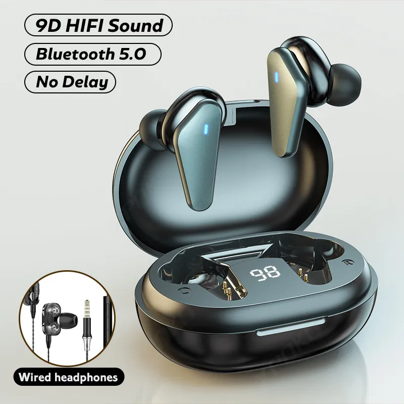 

C5 Bluetooth 5,0 наушники; Спортивные наушники; Водонепроницаемые беспроводные наушники; Стереонаушники со светодиодным дисплеем; Гарнитура с мик...