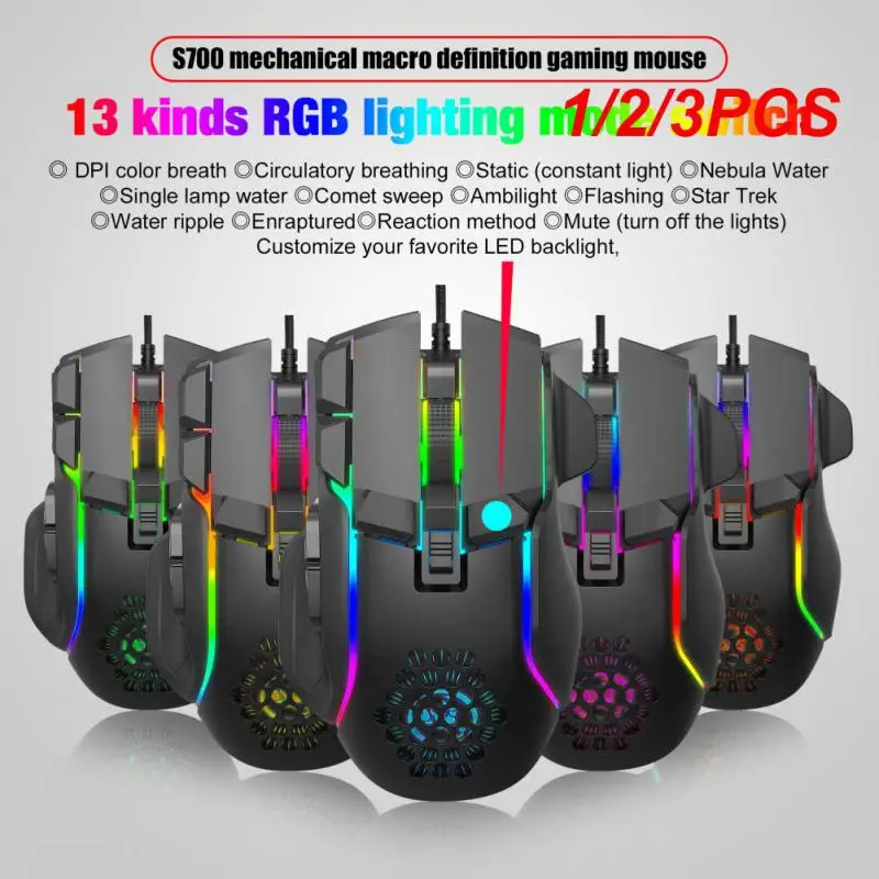 

1/2/3PCS Buttons 12800 DPI USB Gaming Mechanical Mouse RGB Backlit Computer Gamer Programmable Wired Mice For Laptop PC Desktop