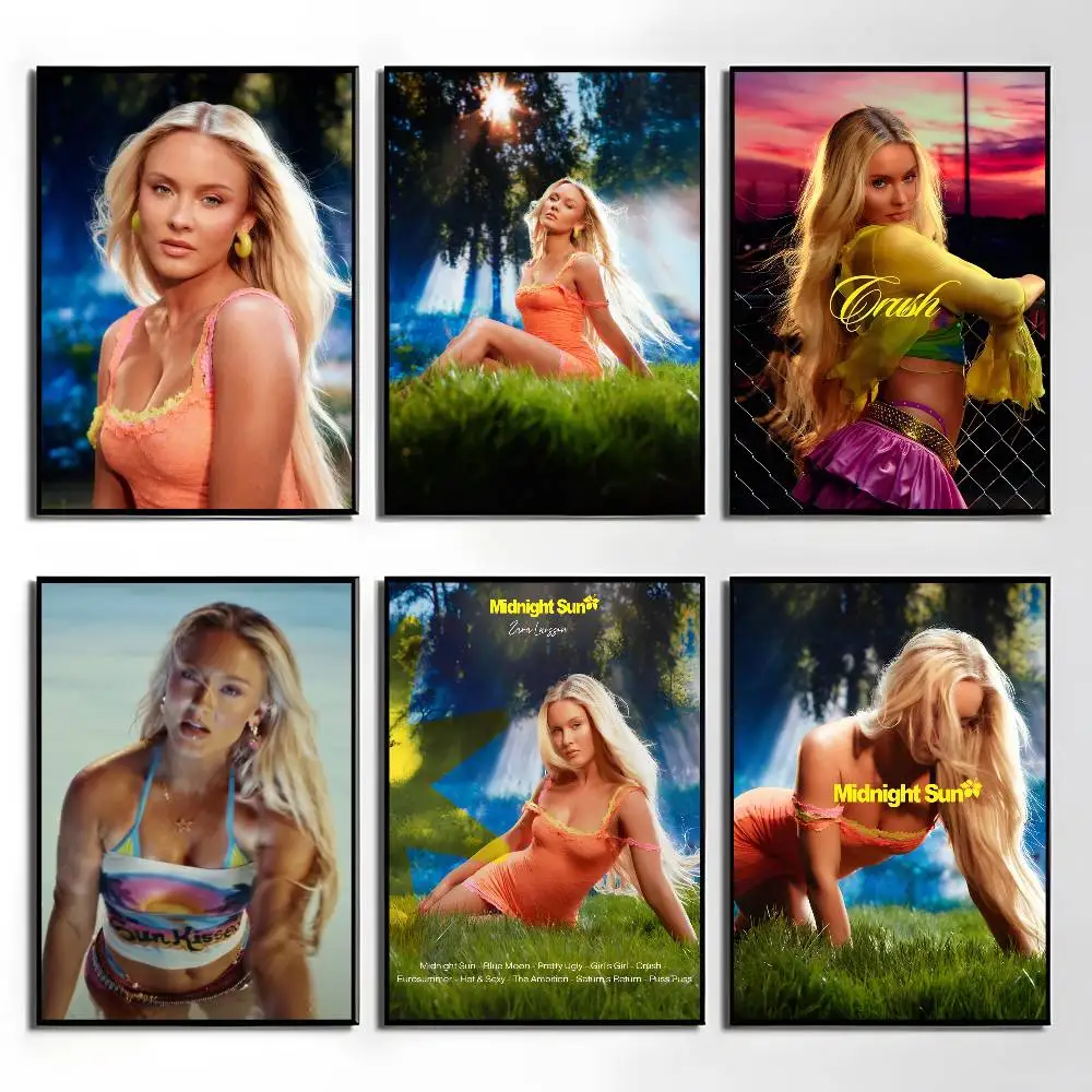 Фото Постер с изображением Zara Larsson Midnight Sun, наклейка с принтом, водонепроницаемое настенное искусство для гостиной, спальни, домашнего декора №1