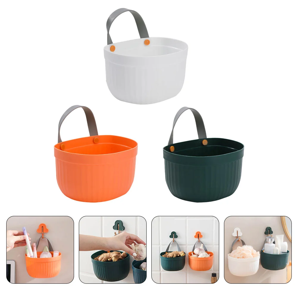 

Basket Wall Hanging Storage Silicone Bath Ginger Onion Veggie Mounted Organizer Baskets Shower Fruit Bathroom