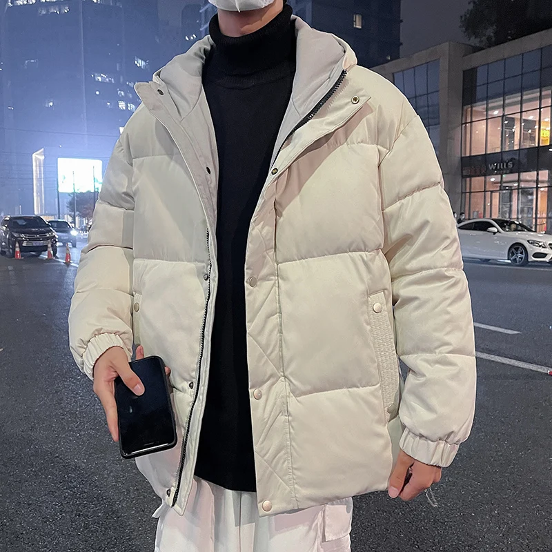 Men Harajuku Solid Warm Puffer Jacket 2022 Winter Parka Mens Japanese Streetwear Winter Jacket Male Korean Fashion Bubble Coat