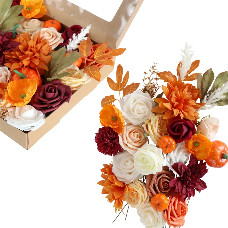 

Halloween Simulated Flower Box Harvest Festival Home Decoration Flower Bouquet DIY Courtyard Decor Silk Floral Gift Box