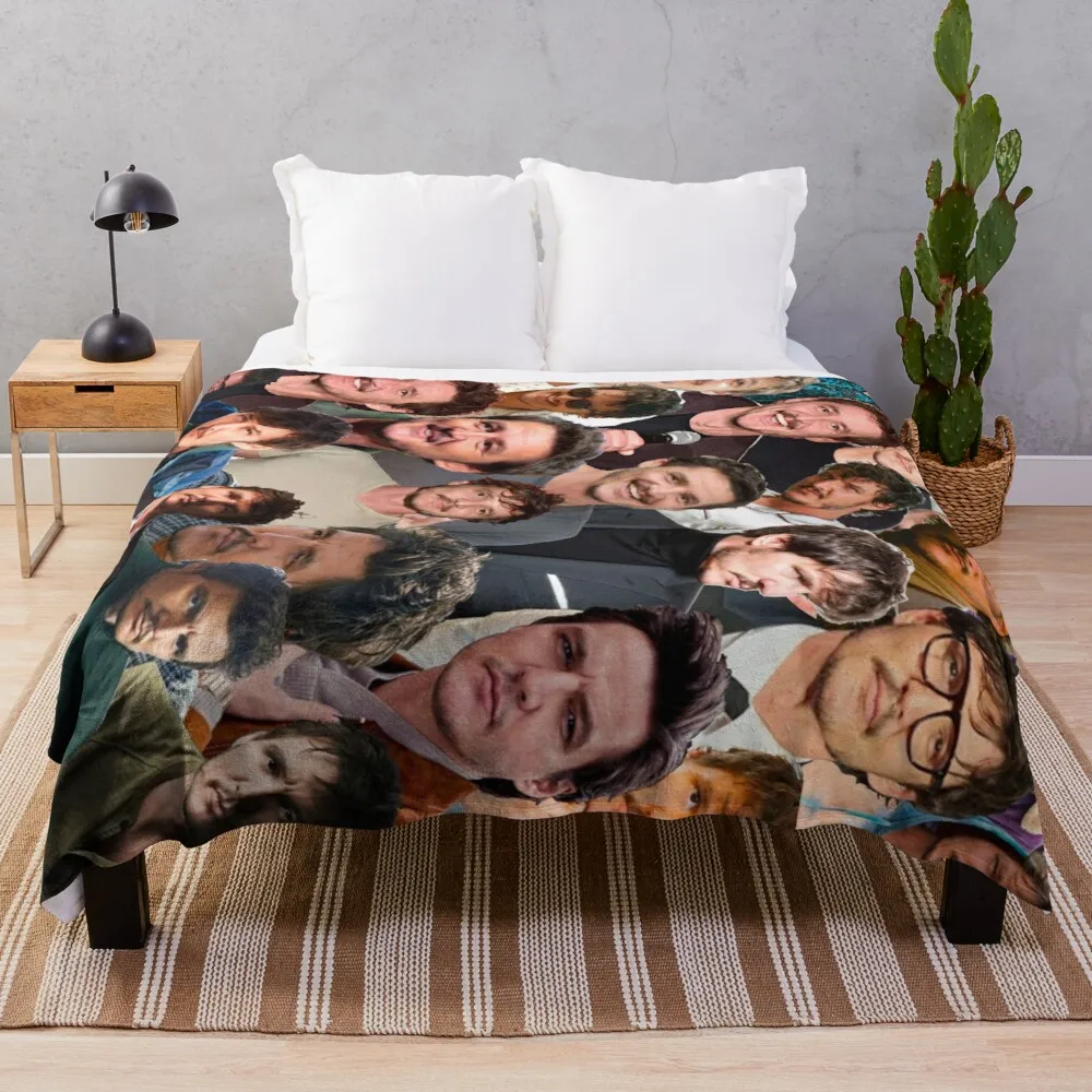 

Плед с коллажем для фотографий Педро Паскаль Роскошное дизайнерское одеяло s для диванов мягкое одеяло для кровати вязаное
