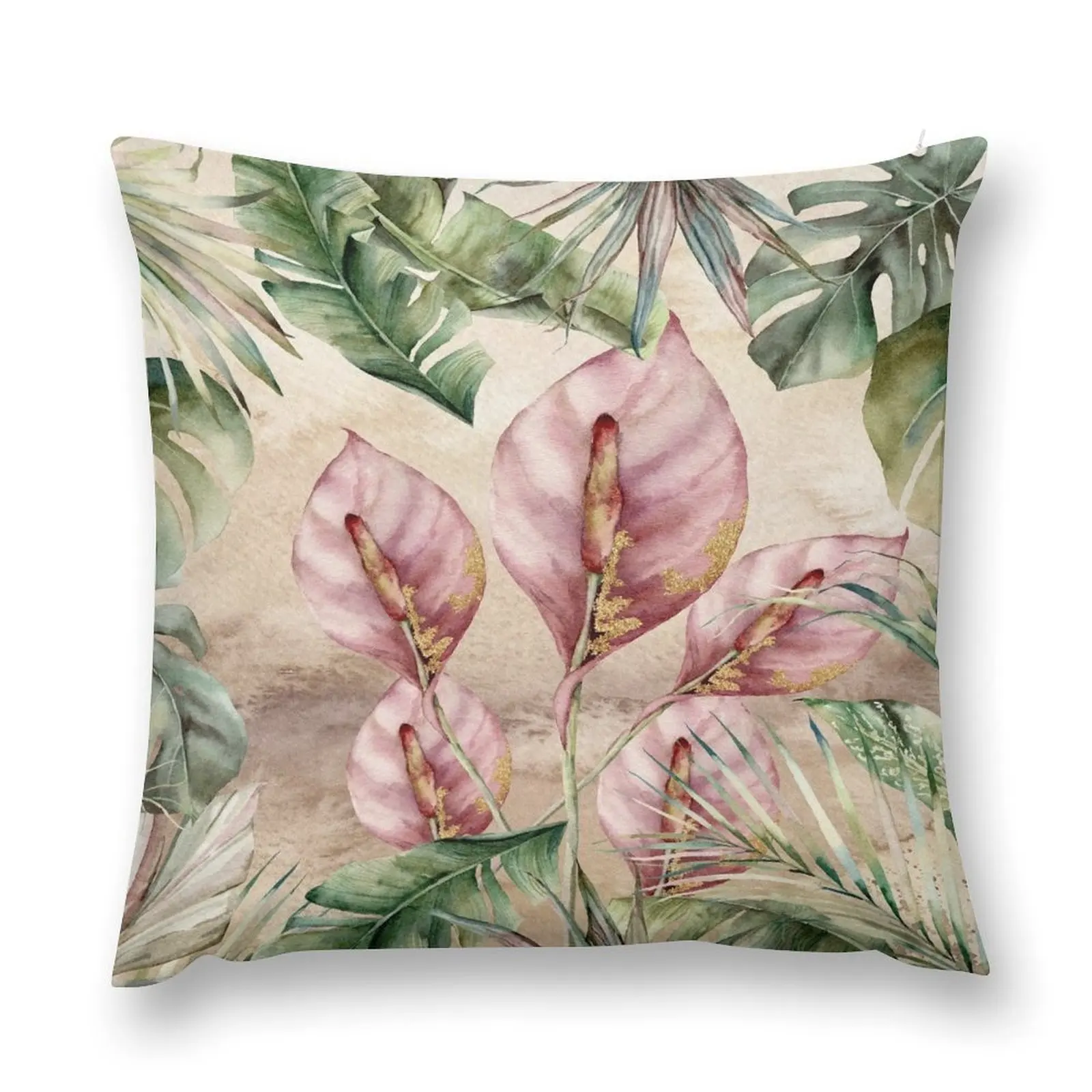 Тропический Фламинго цветок печать узор с Philodendron и величество пальмы листья