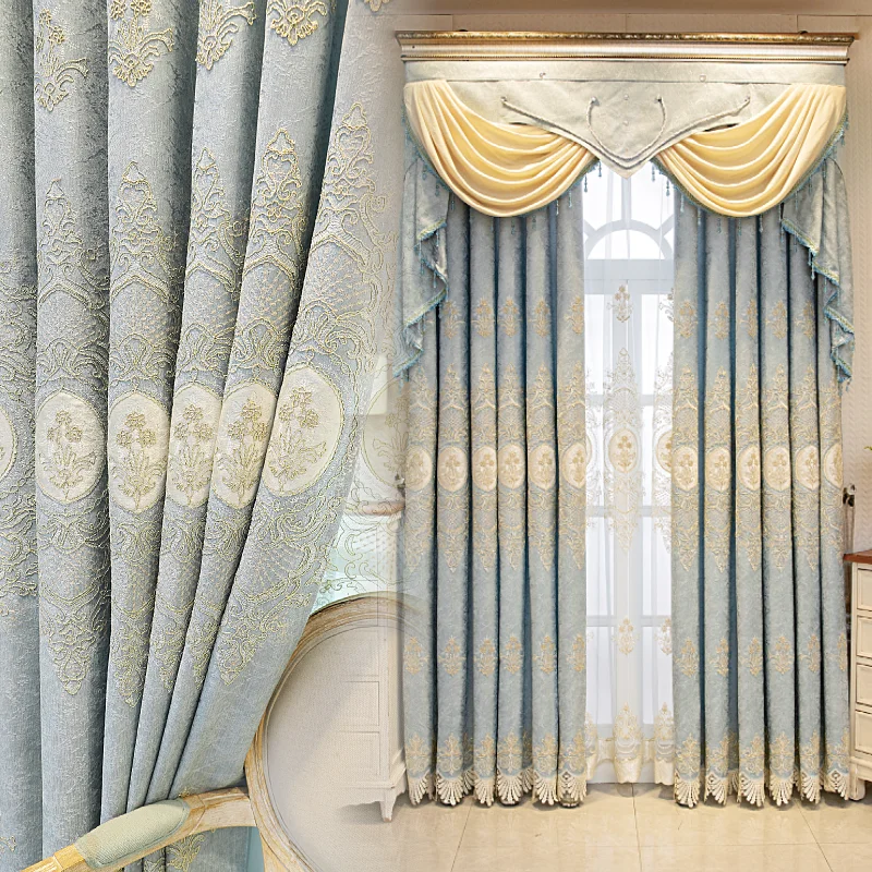

2022 New Chenille Custom Curtains for Living Room Bedroom Modern Window Blackout Floor-to-ceiling Window Screen Curtain
