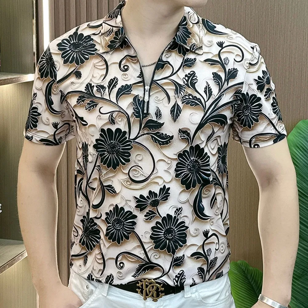 Футболка-поло мужская на молнии стильная рубашка с коротким рукавом