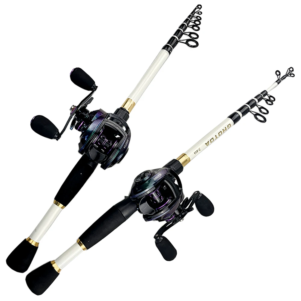 

GHOTDA Ultralight Carbon Fast Casting/Spinning Lure Fishing Rod 1.6- 2.4m and Gear Ratio 8.1:1 Carp Baitcasting Reel Fishing Set