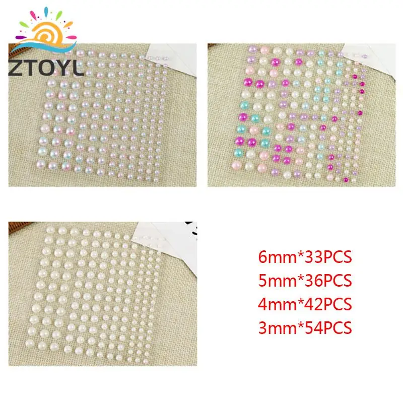 

165PCS Plastic Semi-circular Pearl Decoration Stickers For DIY Crafts Scrapbooking Face Beauty Makeup Nail Art Cell Phone