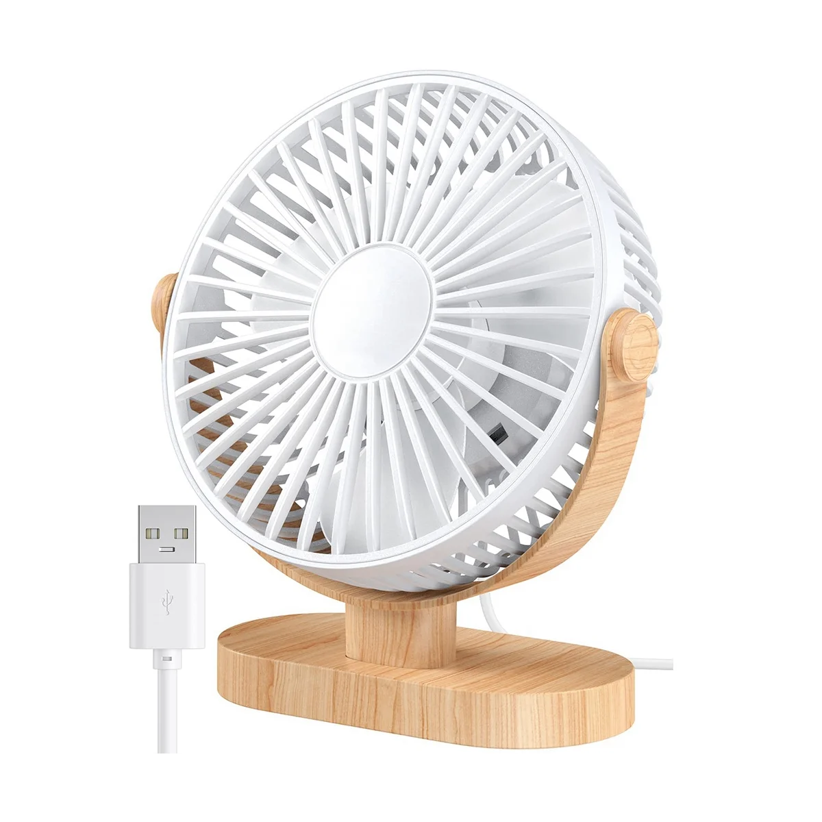 

Настольный вентилятор, 6,5 дюйма, USB, 3 скорости, тихий портативный Настольный вентилятор, регулировка на 360 °, персональный мини-вентилятор для офиса, белый