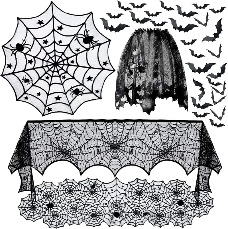 Украшение на Хэллоуин скатерть в виде паука камин каминная подстилка шарф