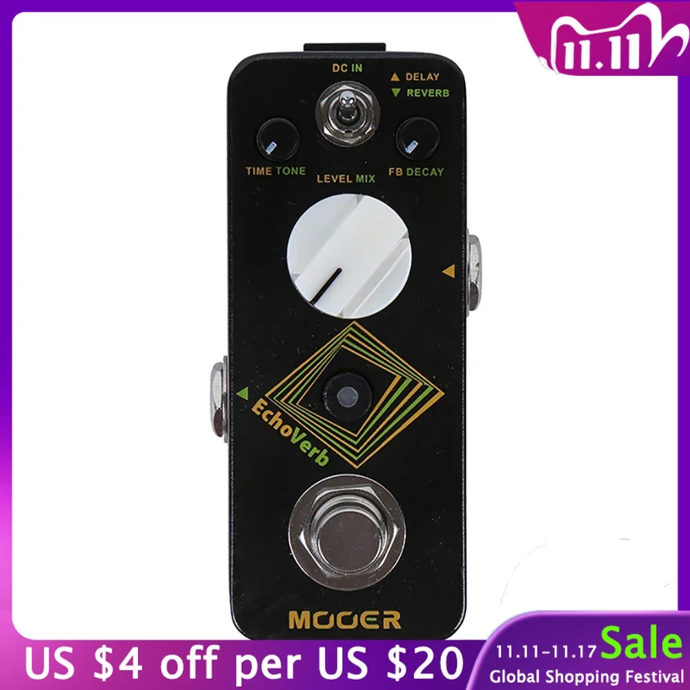 

MOOER EchoVerb Guitar Effects Pedal Digital Delay Reverb True Bypass Full Metal Shell Pedal Electric Guitar Parts Accessories