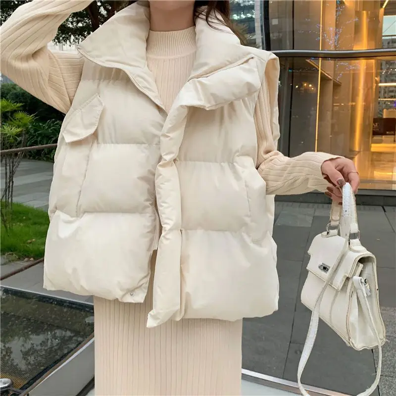 

Vests Women Fall Winter Keep Warm Casual Sleeveless Solid Harajuku Simple Cozy All-match Basic Femme Popular Outwear Mujer Ropa