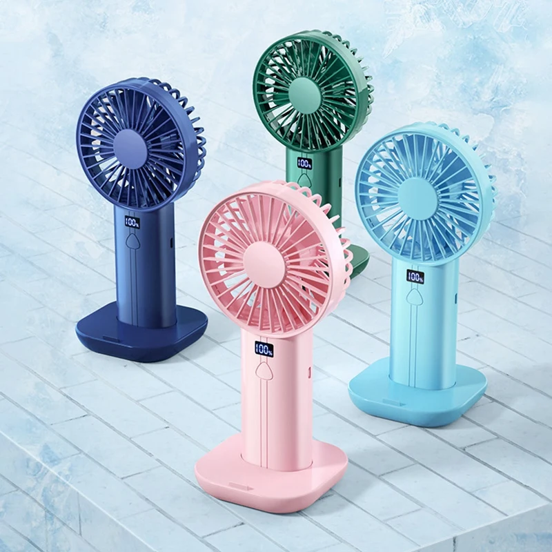 

Portable Handheld Fan USB Rechargeable With Smart Led Display Mini Fan With Base 3600Mah Outdoor Sport Fan