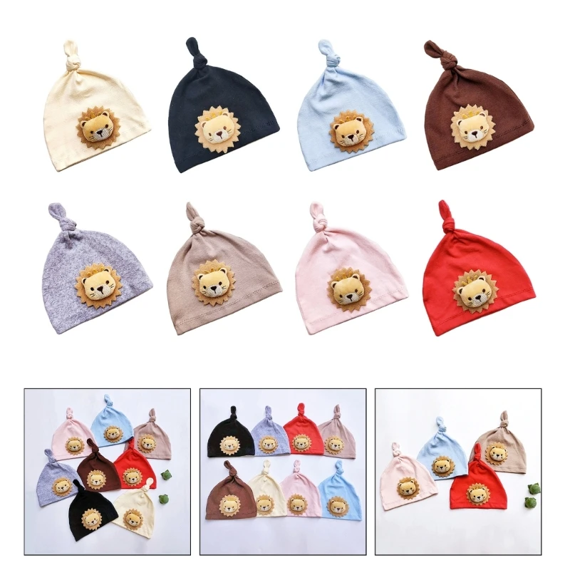 

Lion Pattern Baby Hat Soft Newborn Bonnet Windproof Cotton Warm Hat Infant Cap Shower Gift for 0-12 Months
