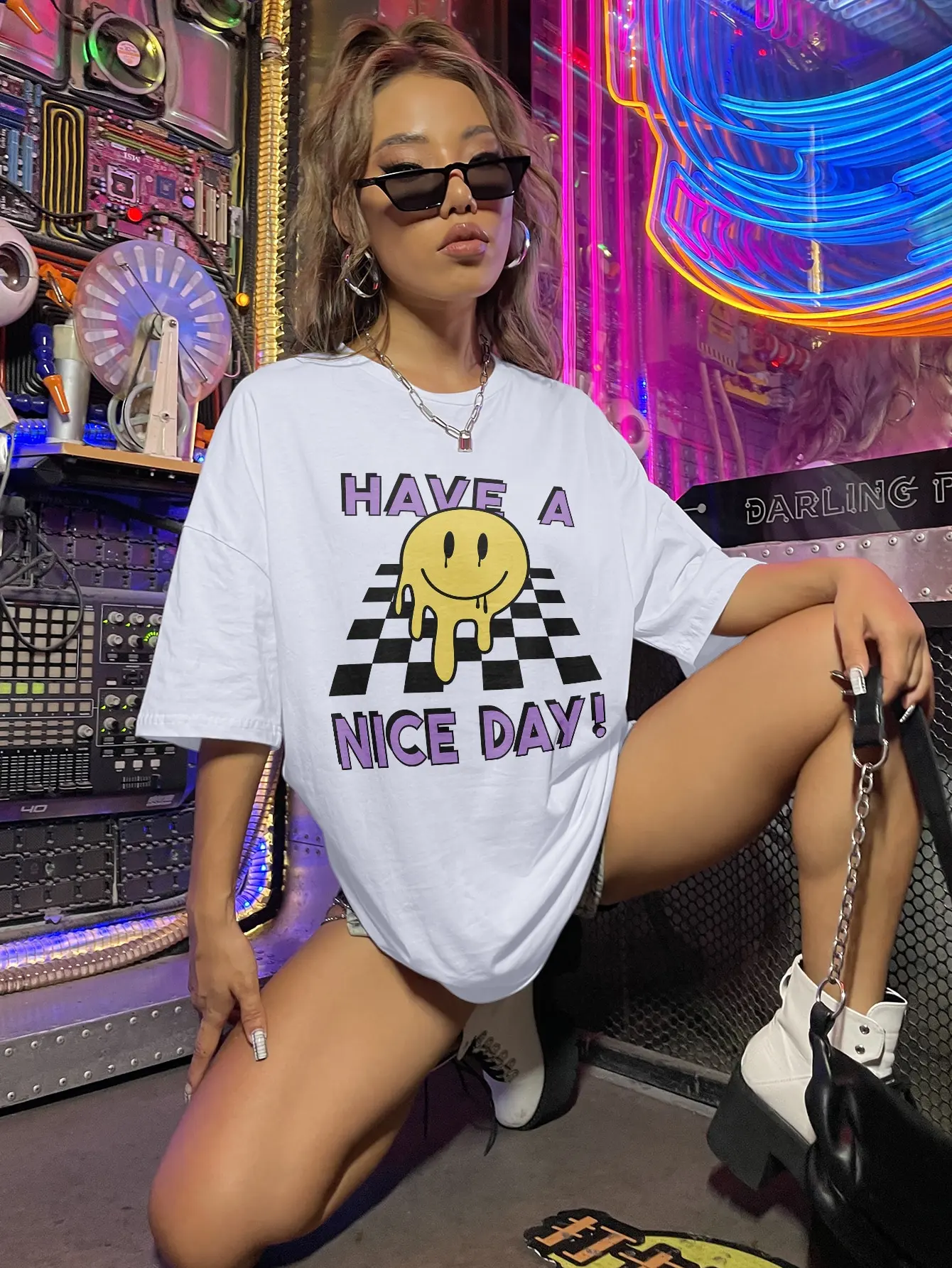 

Have A Nice Day Cotton Printed Tshirts Graphic Skin Friendly Tshirt Hipster Short Sleeve Tee Top Trend Loose T-Shirt For Women