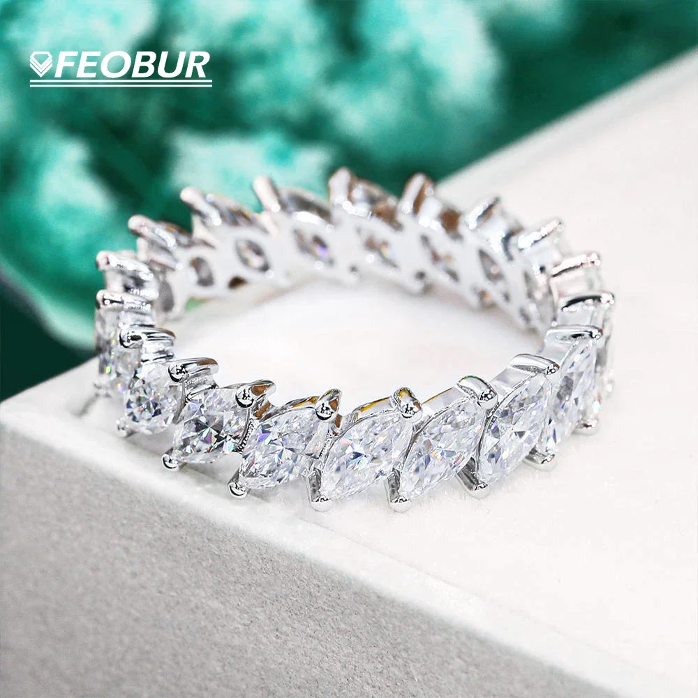 

3*6mm Marquise Cut Moissanite Rings for Women Men Engagement Wedding Eternity Band with GRA Certificate 925 Sterling Silver Ring