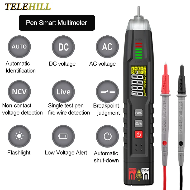 

Smart Pen Multimeter True-RMS Digital DC AC Voltmeter NCV Phase Sequence Tester Live Wire Resistance Diode Capacitance Hz Tester