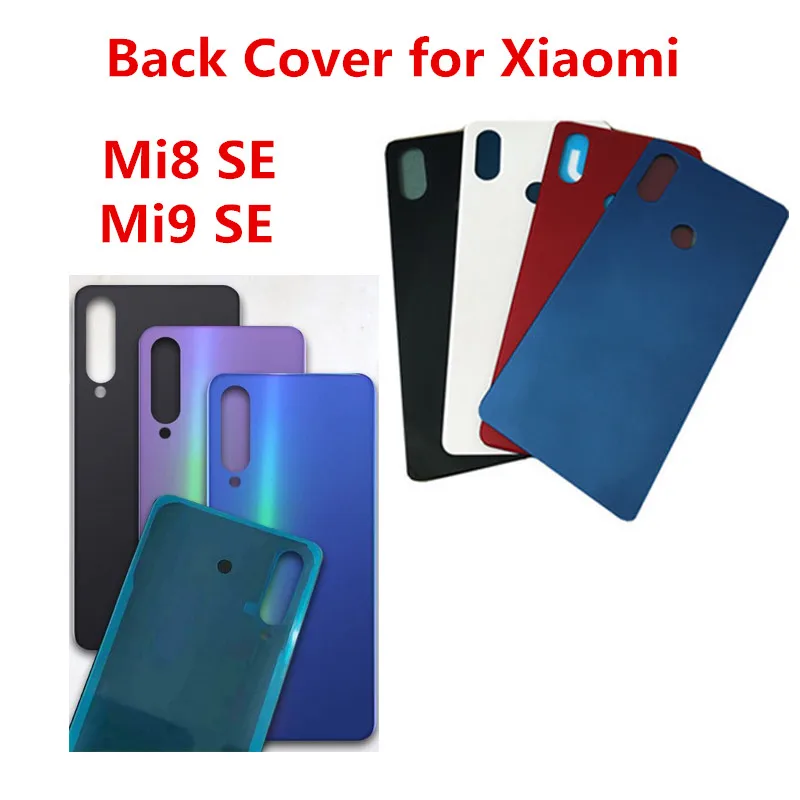 Крышка батарейного отсека Mi9SE для Xiaomi Mi 9 Mi8 SE, Сменный Чехол для ремонта корпуса, стекла, задней крышки телефона с наклейкой с логотипом
