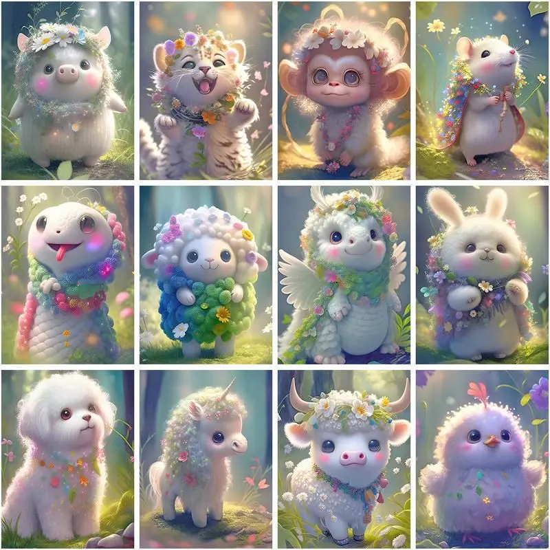 

CHENISTORY Coloring By Numbers Cute Animal Drawing On Canvas Handpainted Art Gift Diy Pictures By Number Kits Home Decor