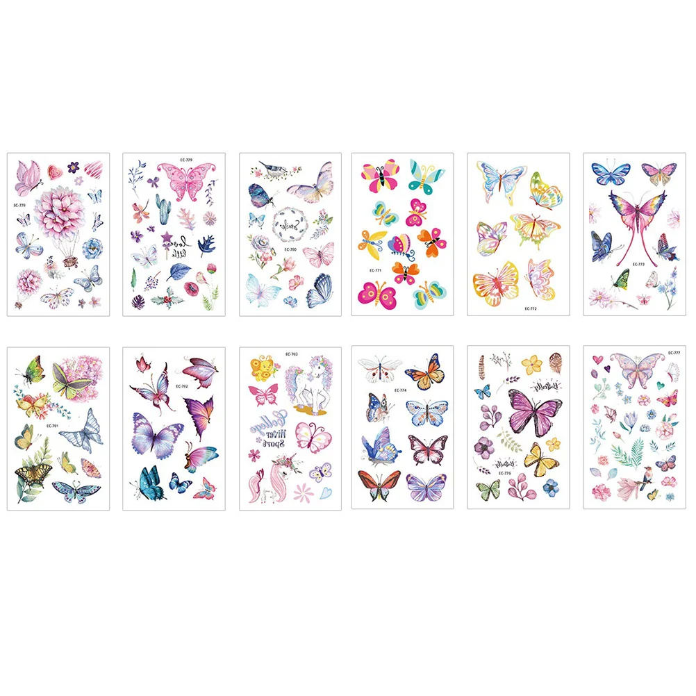

12 Sheets Animals Patterns Waterproof Temporary Decal for Decoration Party